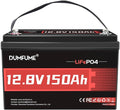 12V 150Ah LiFePO4 Lithium Battery-1920Wh Built-in 100A BMS Deep Cycle Battery for Solar System RV Camper Home Backup PowerMarineOff-Grid Applications