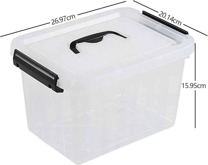 4 Packs Plastic Stackable Storage Container Bin with Lid and Latch Plastic Latching Box with Handle 5 L