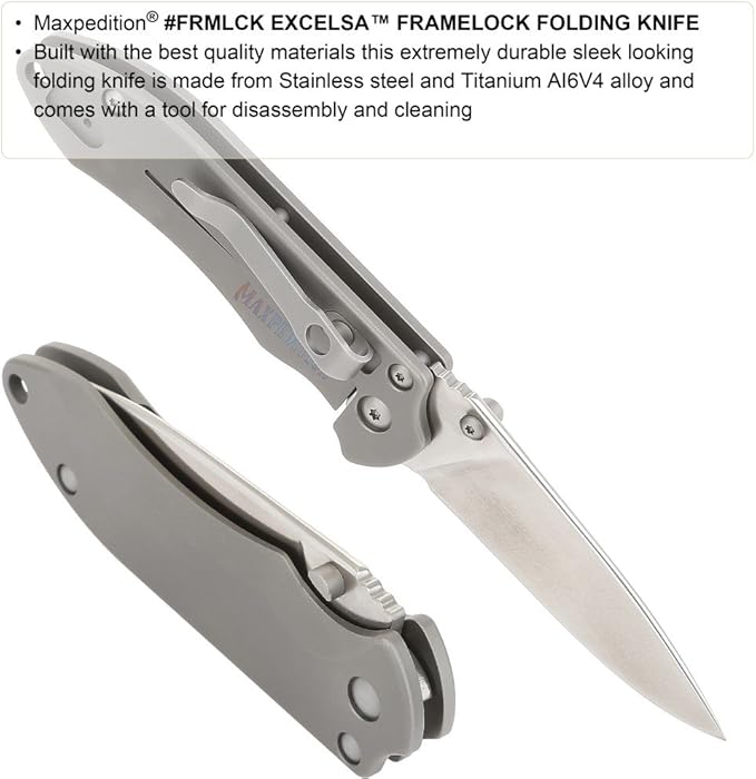 MAXPEDITION EXCELSA Large Framelock Folding Knife (D2 Blade Titanium Handle)