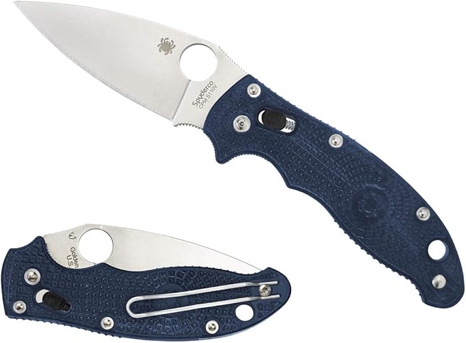 Spyderco C101PDBL2 Manix Pocket Knife with Folding Blade Plain Edge Drop Point 3 3/8-Inch
