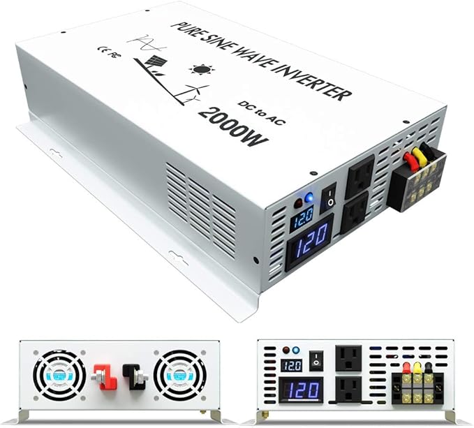 WZRELB 2000W 12V Pure Sine Wave Solar Power Inverter DC AC Converter
