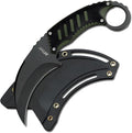 MTECH USA Fixed Blade Karambit Knife 7.5” Overall Length Black Stainless Steel Curved Blade G10 Handle Nylon Fiber Sheath (Black &amp Green)