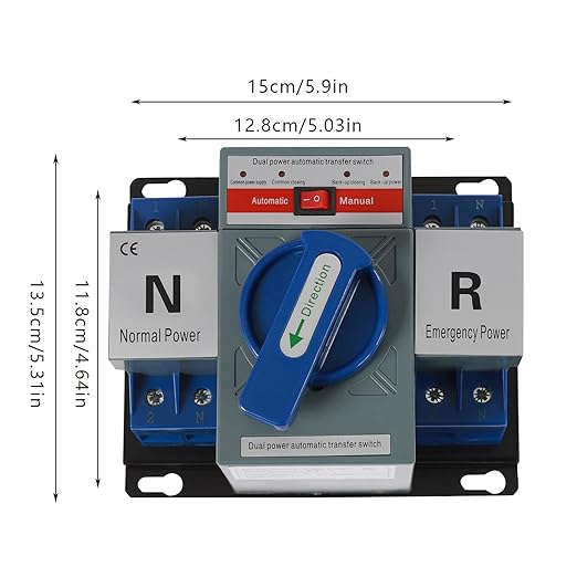 (New) 2P 63A Dual Power Automatic Transfer Switch with Manual Changeover and Generator 110V Blue
