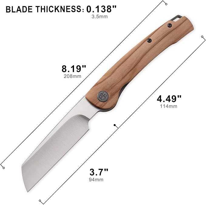 Petrified fish PFE04 Scholar3.7 154CM Satin Blade98.5g Olive Wood Handel Front Flipper Liner lock Folding knife (Olive Wood Handle)