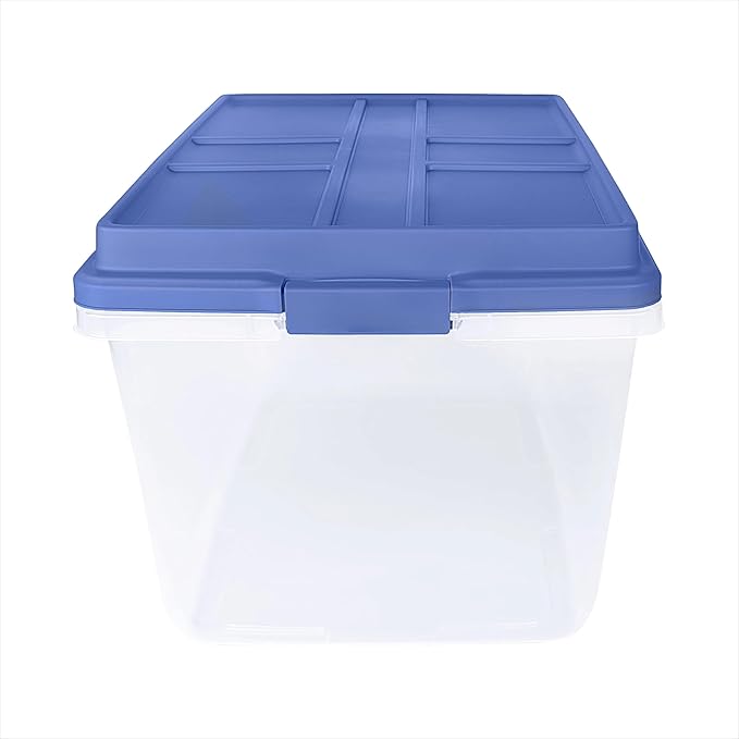 72 Quart(18 Gallon) Clear Storage Bin with Locking Latches &amp Tall Lid Extra-Large Heavy-Duty Container for Garage Moving &amp Bulk Storage