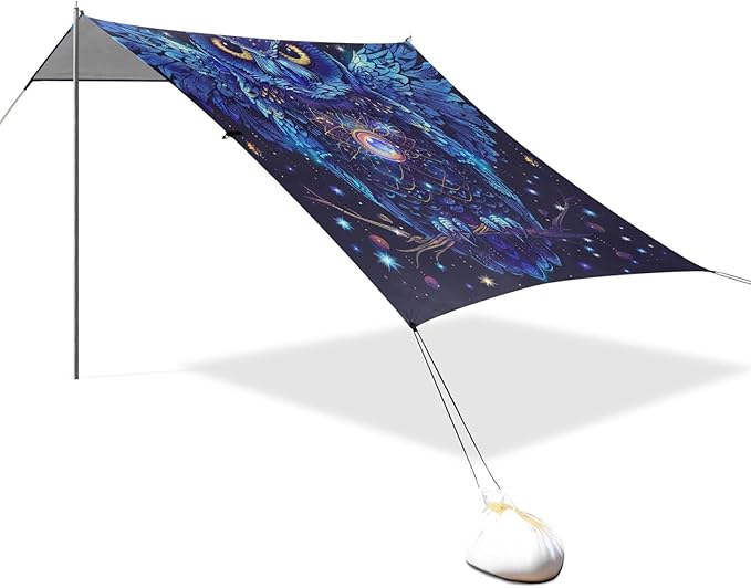 ALAZA Boho Owl on The Tree Beach Tent Sun Shelter Portable Canopy Sunshade for Outdoor Camping Picnics Backyard Fun 10x9 ft