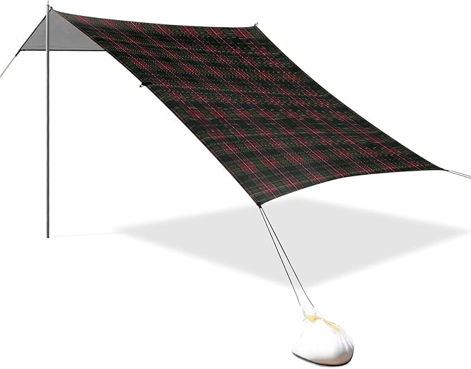 ALAZA Green and Red Tartan Plaid Beach Tent Sun Shelter UPF50+ Protection Beach Shade Canopy w/ 4 Sandbags for Outdoor Camping Fishing Backyard Fun Picnic 10x9 ft