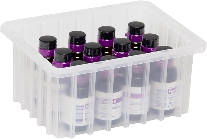 Akro-Mils 33168SCLAR CS 16-1/2-InchL by 10-7/8-Inch W by 8-Inch H Akro-Grid Slotted Divider Plastic Tote Box 6-Pack