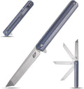 Eafengrow EF219 Folding Knife with D2 Blade and Titanium Handle 8.2 inch Pocket Knife for Outdoor EDC and Camping (Blue)