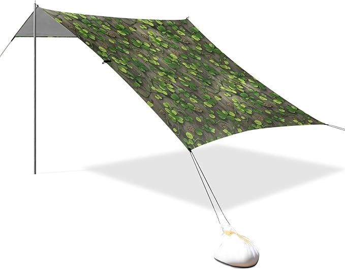 xigua St. Patrick's Day Beach Tent Sun Shelter with Carrying Bag - Silver Coated Oxford Fabric Beach Canopy for Beach Camping Fishing - Includes Windproof Ropes Sandbags &amp Stakes