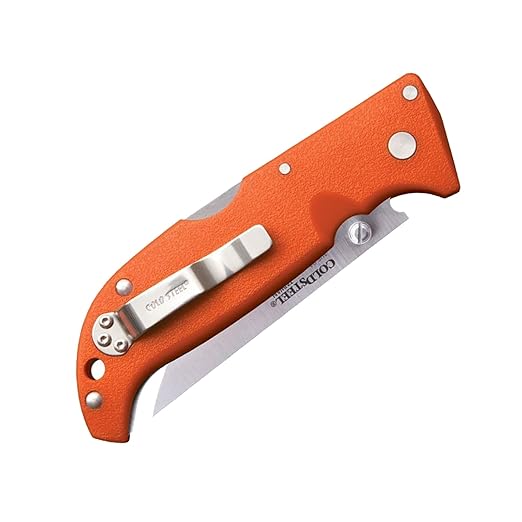 Cold Steel Finn Wolf 3.5in AUS8A Razor-Sharp Straight Back Blade 4.375in Griv-Ex Blaze Orange Handle Hunting Folding Knife Blister Pack