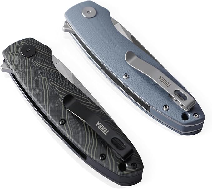 Petrified fish PFB01 Terra3.54 D2 Steel Blade G10 Handle Flipper Liner lock Folding knife (Blue Satin)