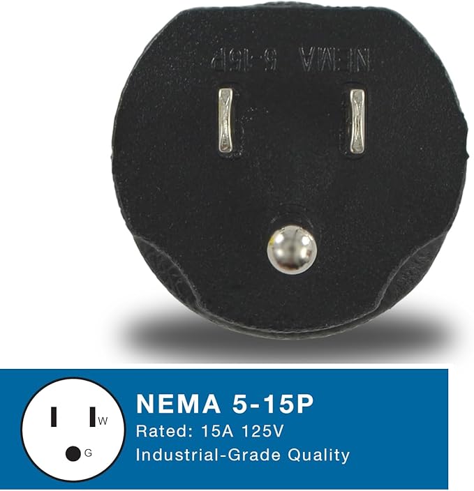 Conntek NEMA 5-15P to NEMA L5-20R Locking Plug Adapter 15 Amp to 20 Amp Plug Adapter