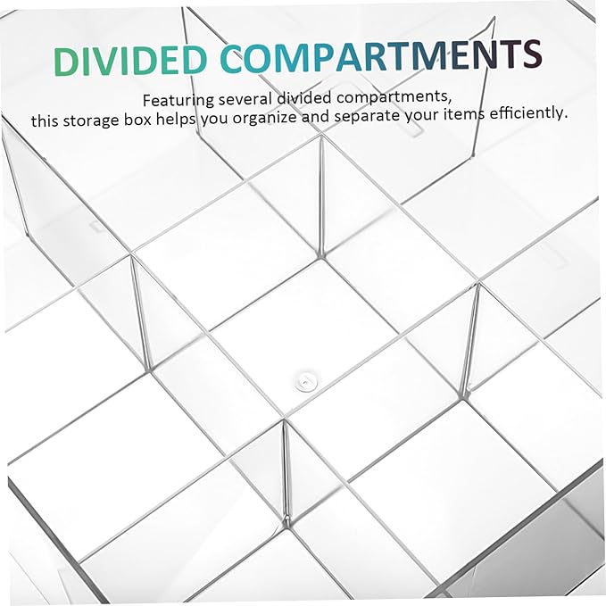 Cabilock 9grids Compartment Storage Box Plastic Display Case for Accessories Dustproof Jewelry Organizer