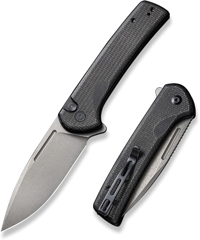 CIVIVI Pocket Knife for EDC Conspirator Button Lock Folding Knife 3.48 Nitro-V Blade Black Micarta Handle C21006-1
