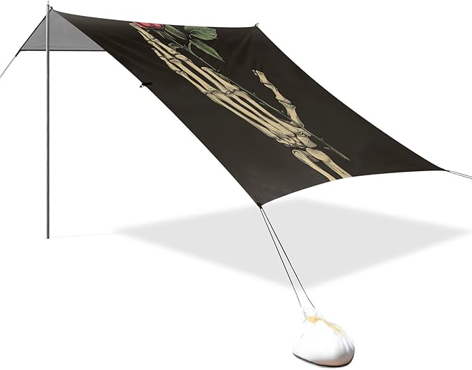 ALAZA Finger Bones with A Rose Beach Tent Sun Shelter Portable Canopy Sunshade for Outdoor Camping Picnics Backyard Fun 10x9 ft
