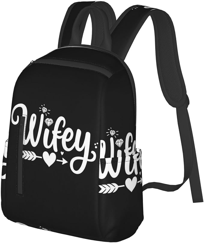 Backpack Travel Work Bookbag love heart Bride Wifey Gift Casual Daypacks with Water Bottle Pocket