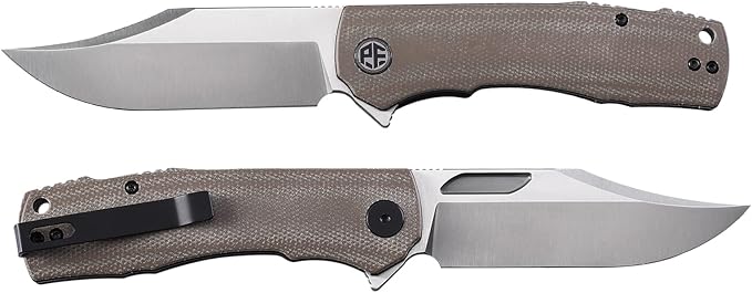 Petrified fish PFP03 Victor3.58 K110 Satin Blade140g Micarta Handel Flipper Liner lock Folding knife (Black Stonewashed)