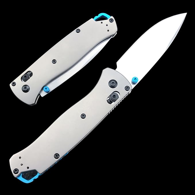 HUAAO Folding Knife with Titanium Alloy Handle EDC Pocket Knife with Pocket Clip Cool Hunting Knives Gifts for Men EDC (440C blade)