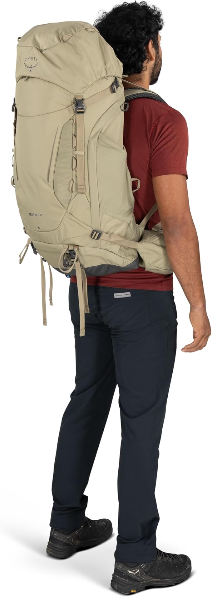 Osprey Kestrel 48L Men's Backpacking Backpack - Hiking &amp Camping Bag with Waterproof Raincover Olive Tan Large/X-Large
