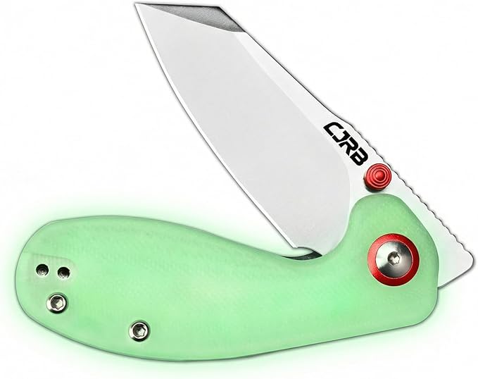 CJRB Maileah Glow in the Dark G10 Handle Pocket Knife for Men 2.39'' AR-RPM9 Steel Blade EDC Folding Knife with Liner Lock for Outdoor Camping Hiking Limited Edition(J1918-GD)