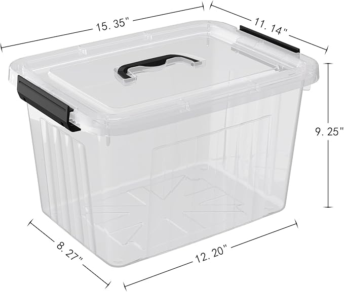 Cand 20 quart clear latching tote 4 packs plastic storage boxes for organising