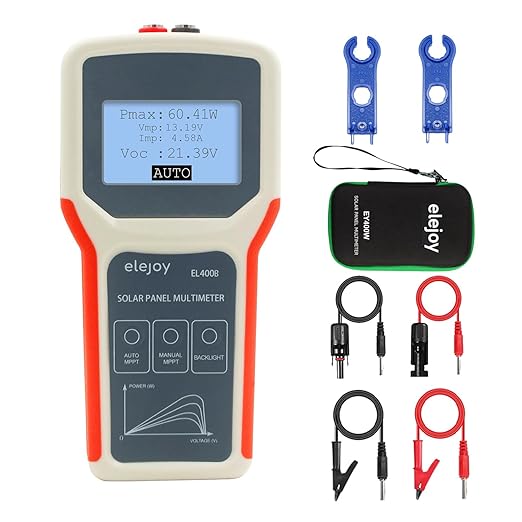 Upgrade 400W Solar Panel Portatil Smart Tester Auto/Manual MPPT Photovoltaic Panel Multimeter Testing Power Meter Tool with LCD Display Backlight for PV