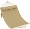 Hammocks 12 FT Double Quilted Fabric Hammock with Spreader Bar and Detachable Pillow 2 Person Hammock for Outdoor Patio Backyard Poolside 450lbs Weight Capacity
