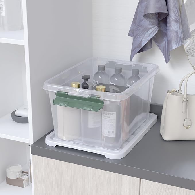 20 Quart Clear Plastic Latching Box with Handle Plastic Containers with Lids 6-Pack