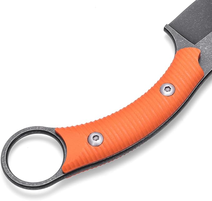Fixed Blade Knife D2 Steel Blade and G10 Handle Utility Claw EDC Knife for Outdoor Survival Hiking Camping with Kydex Sheath OK1220 (Orange)