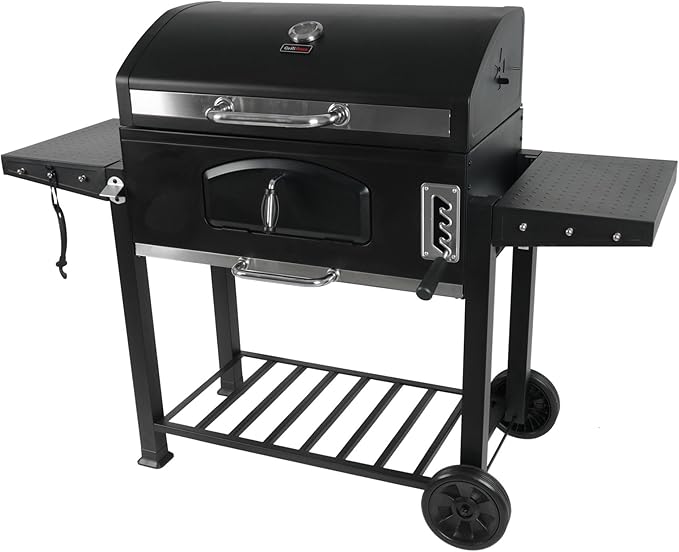 Grill Boss Charcoal Grill with Large 32-Inch Cooking Area - Includes Warming Rack Side Shelves Bottom Storage and Wheels for Outdoor BBQ Tailgating Camping &amp Backyard Grilling