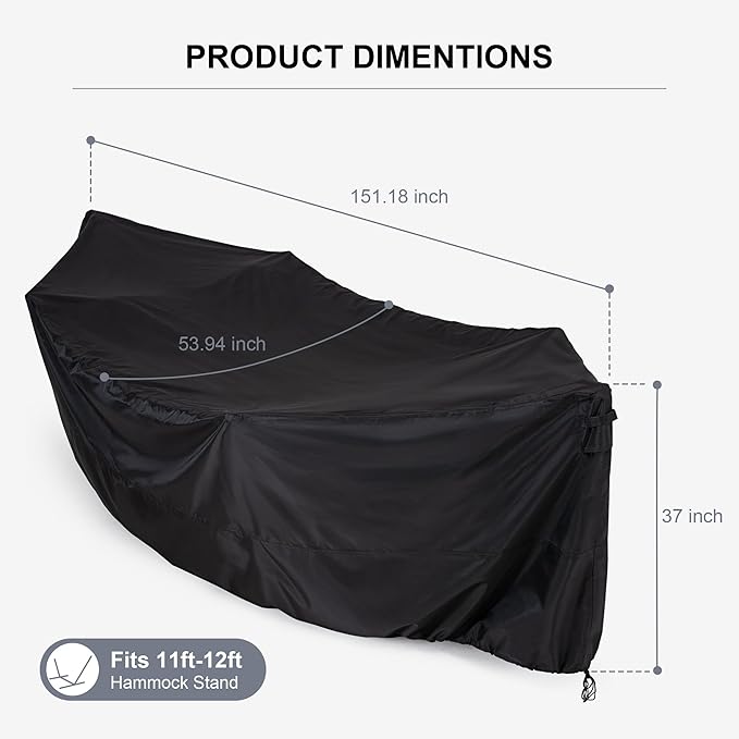 Thickened Cover for 12FT Hammock Stand 210D Waterproof Cover With Handles and Vents Black