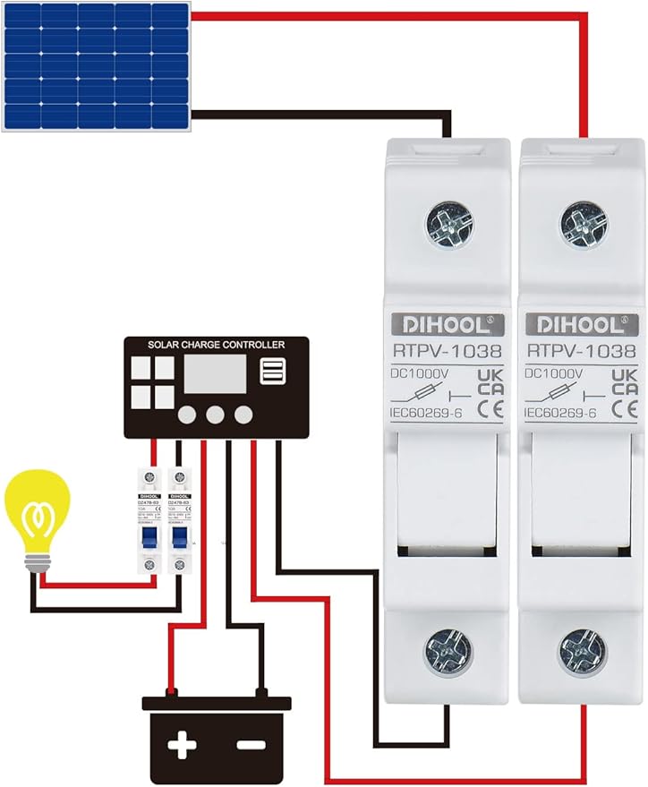 DIHOOL 15 Amp Inline Fuse for Solar Connector 4pcs Solar fuses Holder DIN Rail Solar Panel Fuse