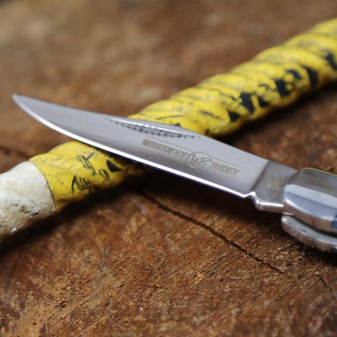 WHISKEY BENT HAT CO. Mini Hunter Folding Pocket Knife 2.75 Closed Length 440C Stainless Steel Blade (Gold Rush)