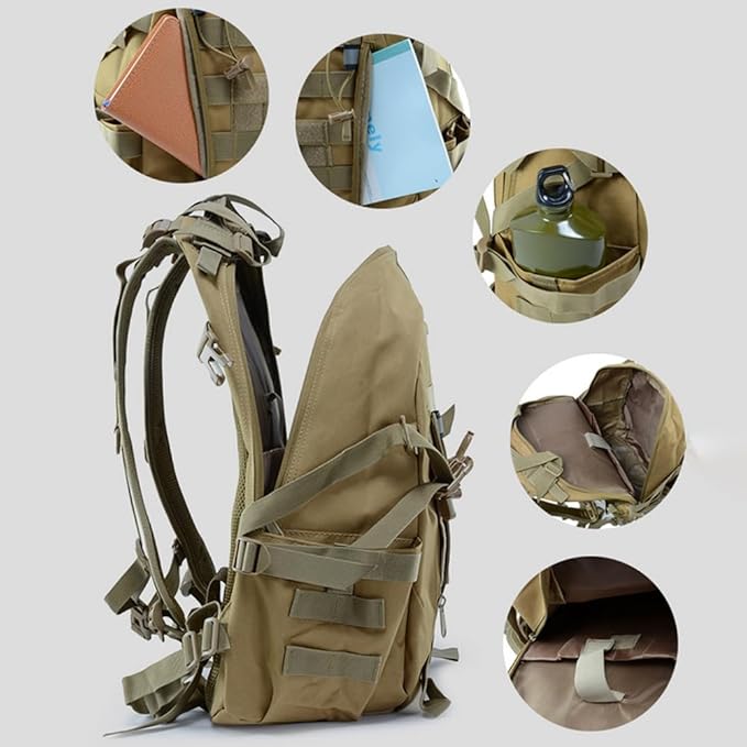 Lawaia Military Tactical Backpack for Men - Large Capacity Night Reflective Strip Ideal for Camping and Work (black)
