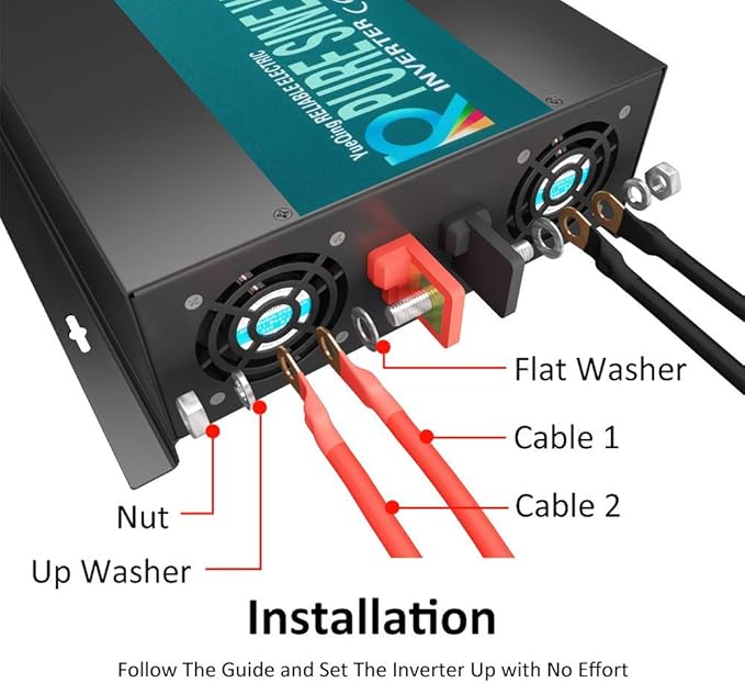 WZRELB 2500W 36V 120V Pure Sine Wave Power Inverter with Remote Control2 AC OutletsCar InverterRBPRC-250036