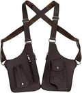 Double Shoulder Armpit Bag for Men 2 PCS Tactical Vest Bag PU Leather Man Chest Phone Pouch Vintage