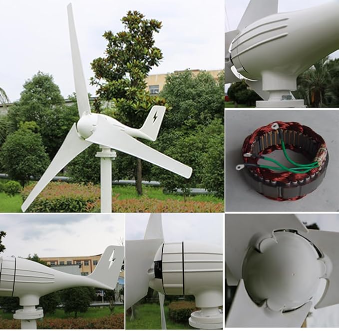 800W Wind Turbine 5 Blades 12V / 24V / 48V with MPPT Charge Controller for Home Boat Farm (24 Volts)