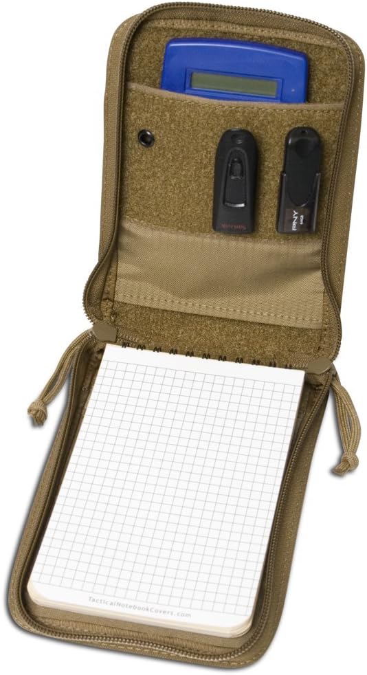 Tactical 4x6 Notepad Cover System Zippered with 4 Pleated Pen/Marker Slots | Fits Notepad 4x6 in Size