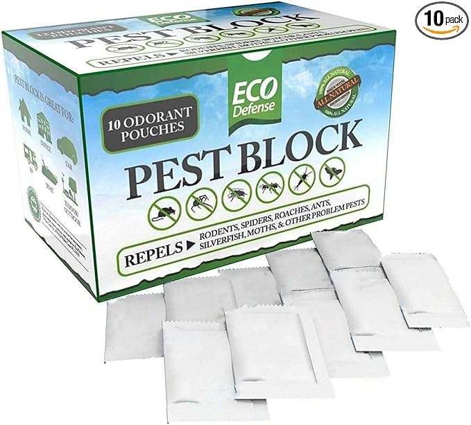 Eco Defense Pest Control Pouches - All Natural - Repels Rodents Silverfish Spiders Roaches Ants Squirrels &amp Other Pests