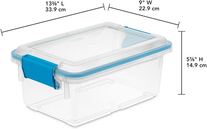 Sterilite 18-Pack Gasket Box Weather-Resistant Storage Bins with Latching Lids 7.5 Quart - Heavy-Duty Organizing Containers for Closet Bathroom and Office