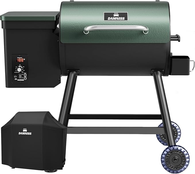 DAMNISS Electric Wood Pellet Grill 8 In 1 BBQ Grills for Outdoor Grill with Auto Feed &amp PID Temperature Control (180-450°F)456 Sq.In Cook Area Smoker Gills for Backyard New House Gifts