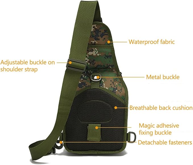 Tactical Backpack Waterproof Military Cross-body Molle Single Shoulder Backpack Chest Bag for Outdoor Every Day Carry (Military Green)