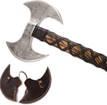 I Camping Axe Tomahawk Viking Bearded Axe Christmas gifts-27 Long Odin's Double Edge Head Viking Axe Twin Blade Axe with Ash Wood Handle with Genuine Leather Sheath (OD-007)