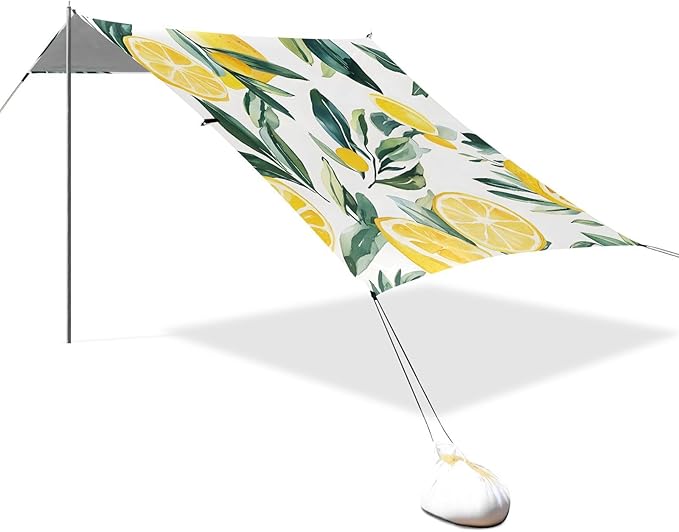 ALAZA Lemon Grass Pattern Beach Tent Sun Shelter Portable Canopy Sunshade for Outdoor Camping Picnics Backyard Fun 10x9 ft