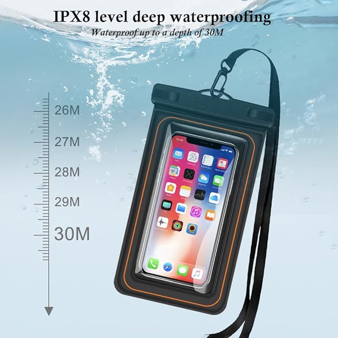 3 x Waterproof Floating Phone Pouch Universal IPX8 Waterproof Case for iPhone Samsung Galaxy Series 6.9 Dry Bag with Lanyard for Beach Pool Water Play Swimming