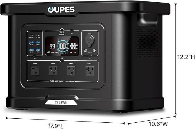 OUPES Exodus 2400 Solar Generator with a 240W Panel 2400W / 2232Wh Portable Power Station with APP Control &amp UPS for RV Home Backup Professional Outdoor Use