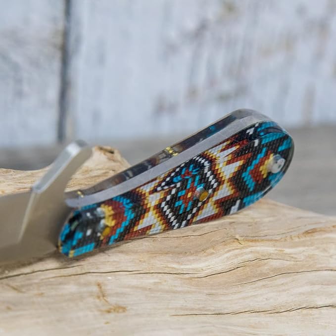 WHISKEY BENT HAT CO. Bullcutter 2 Fixed Blade Knife 440C Stainless Steel 3 Blade w/Leather Sheath (Southwest Sand)
