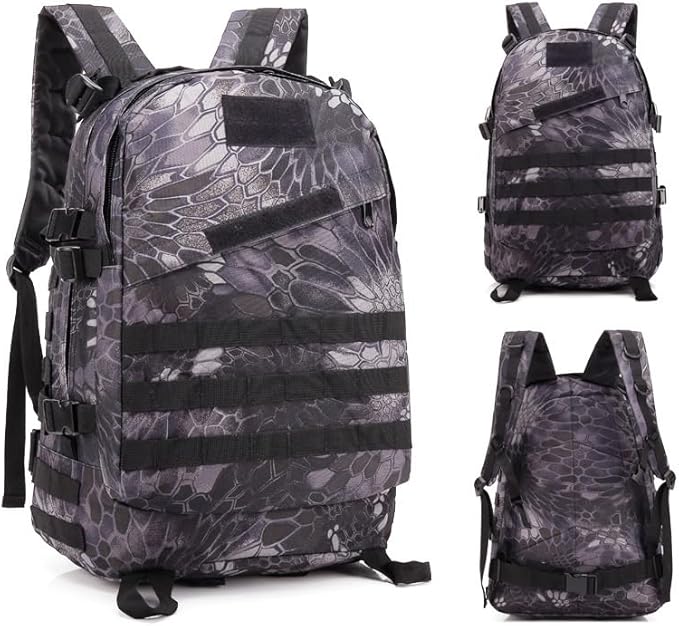 Tactical Backpack Military Molle Hiking 36-55L Camouflage outdoor sports with black stripes