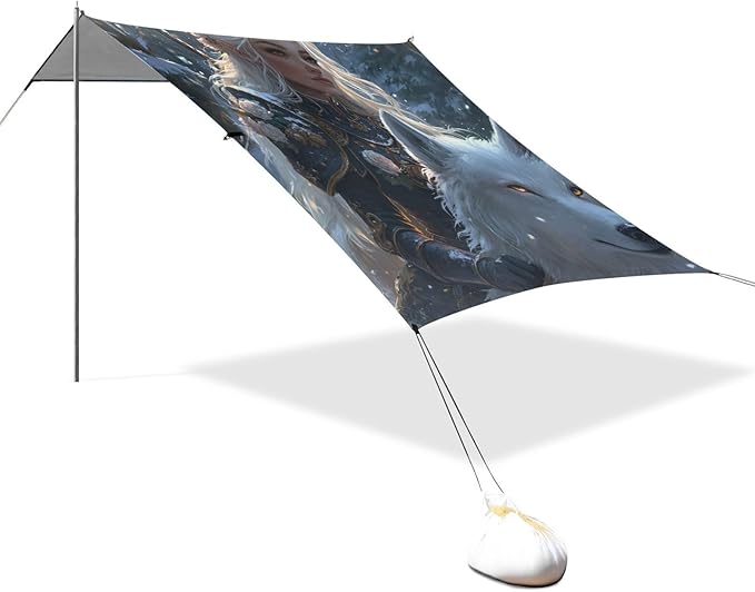 Game Anime Winter Playroom Wolf Beach Cabana Tent UPF50+ Water-Resistant Portable Sun Shelter with Sand Shovel for Family Trips Picnics &amp Camping
